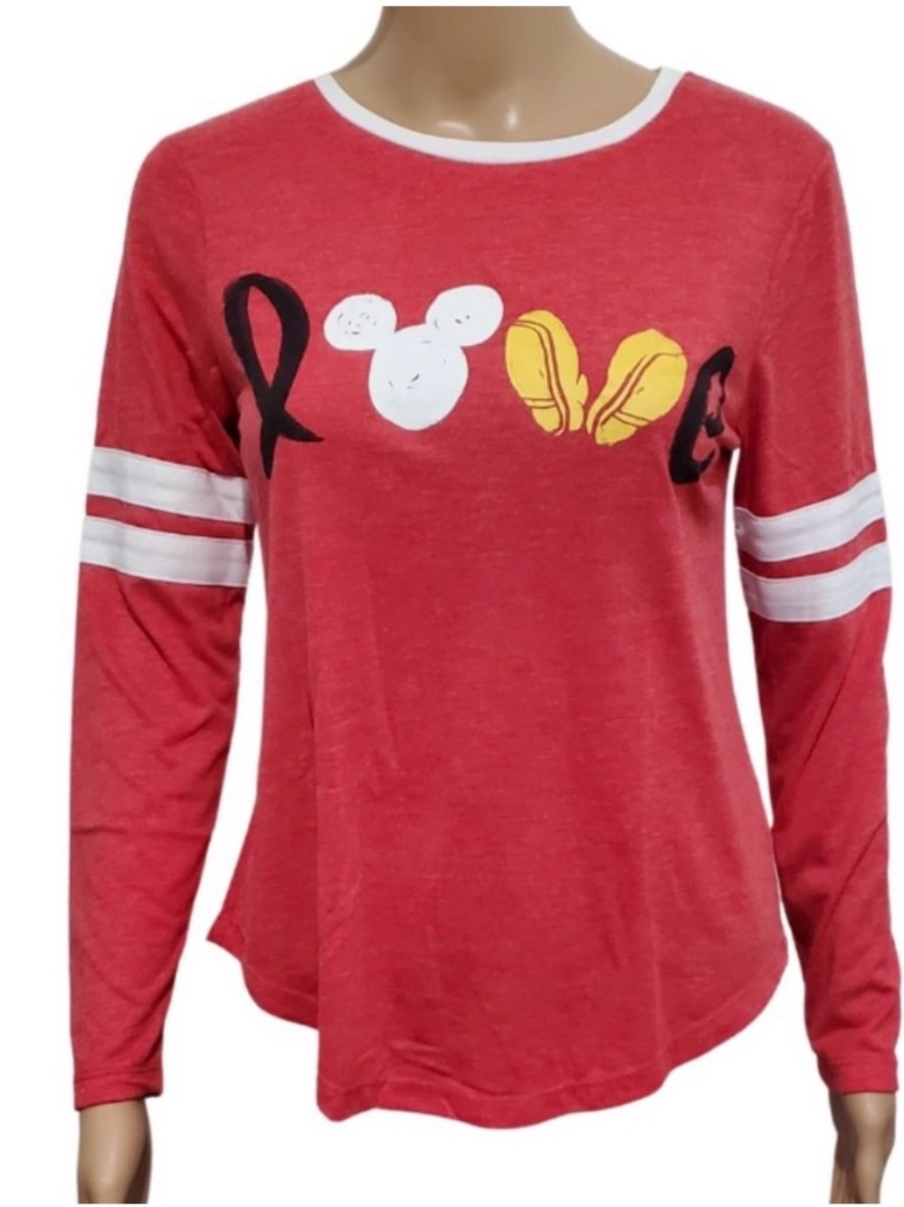 Ladies Sz M Disney Store Mickey Mouse Love Long Sleeve T-shirt  New W Tags